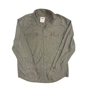 Levi's Men's Green Button-Up Shirt army green size XL Vintage